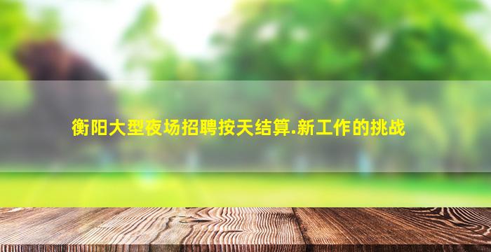 衡阳大型夜场招聘按天结算.新工作的挑战